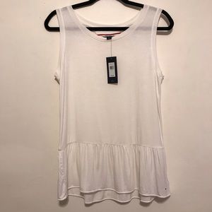 Tommy Hilfiger White Peplum Flowy Tank NWT